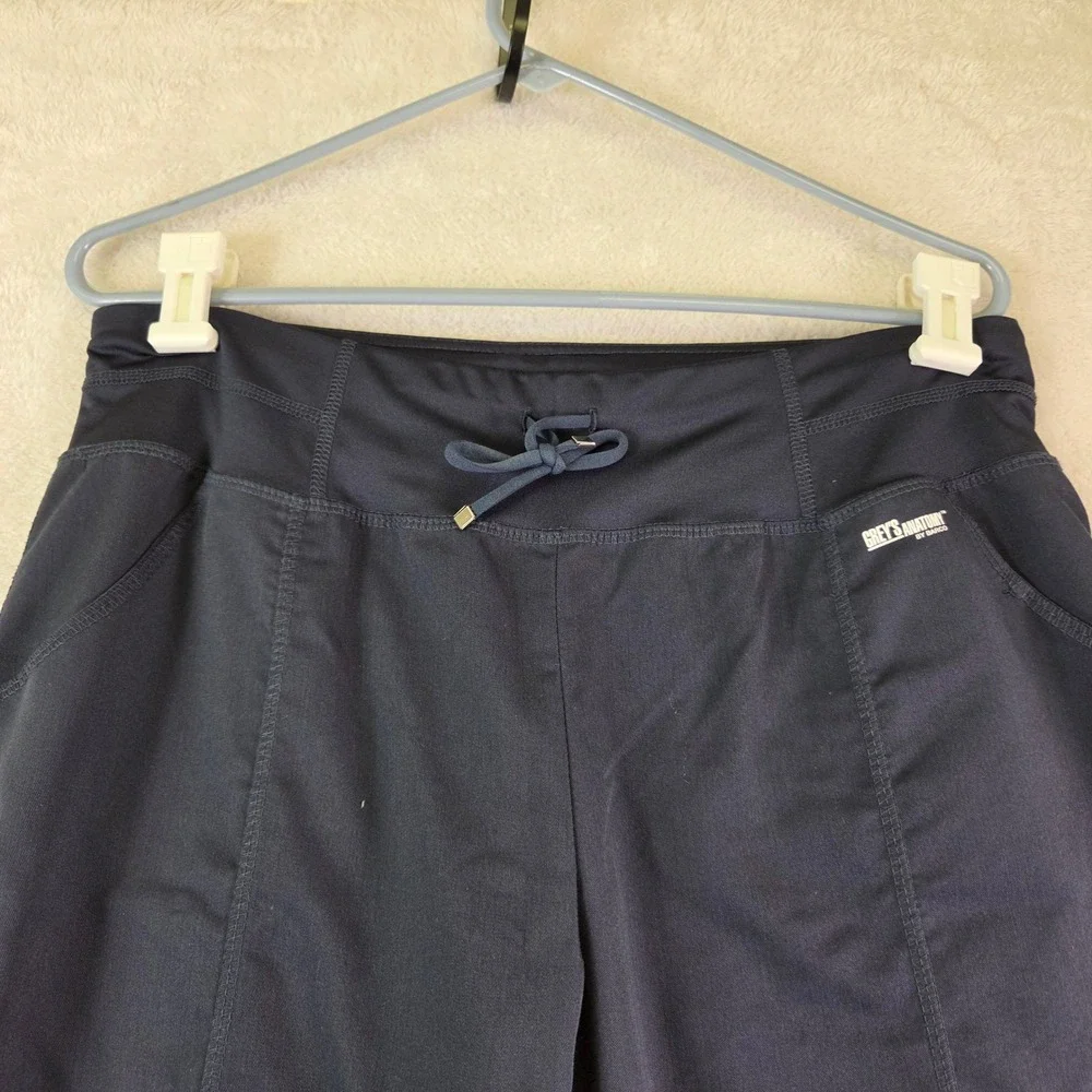 Greys Anatomy by Barco Womens Scrub Set Charcoal Gray V-Neck Top Pants Size MT